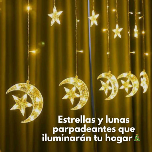 LUCES LED DE ESTRELLAS Y LUNA TIPO CORTINAS🌙